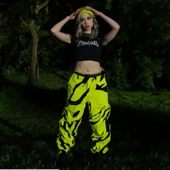 Cool Shirtz Portal Reversible Jeans Size 36 Neon Black Reversible Baggy Heavy - Picture 1 of 15